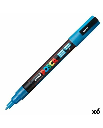 POSCA PC-3ML Bleu Clair, Marqueurs Pointe Fine (Lot de 6)
