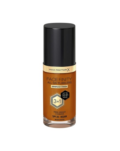Max Factor Facefinity 3in1 Foundation - 100 Cocoa - Long Lasting 30ml
