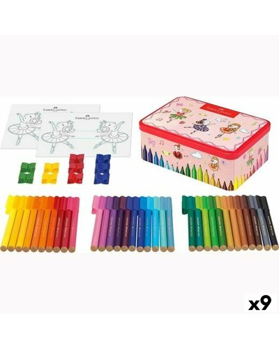 Faber-Castell Connector Filzstifte Mehrfarbig (9), Metalletui, Ballerina

