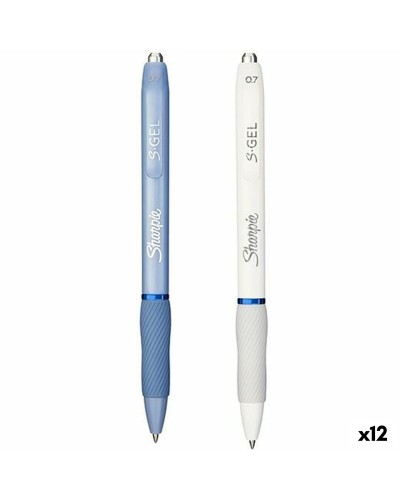 Stylo Gel Blanc Bleu Sharpie S-Gel | 0,7 mm | Boîte de 12 | Écriture Fluide et Lumineuse
