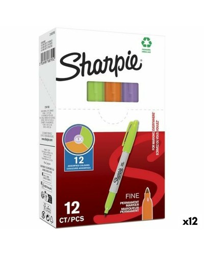Permanent markörpenna Sharpie Grön Purpur Orange (12 antal)