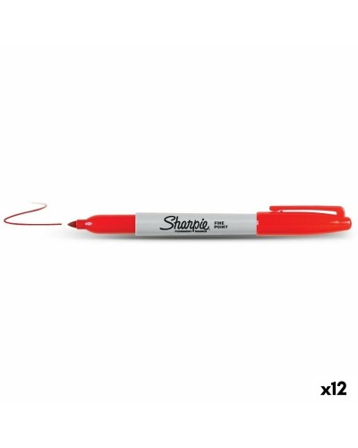Sharpie Marqueur Permanent Rouge, Pointe Fine, Lot de 12
