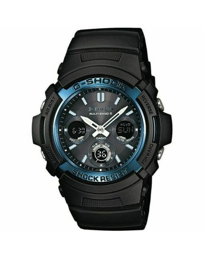 Men's Watch Casio AWG-M100A-1AER Blue Black (Ø 52 mm)