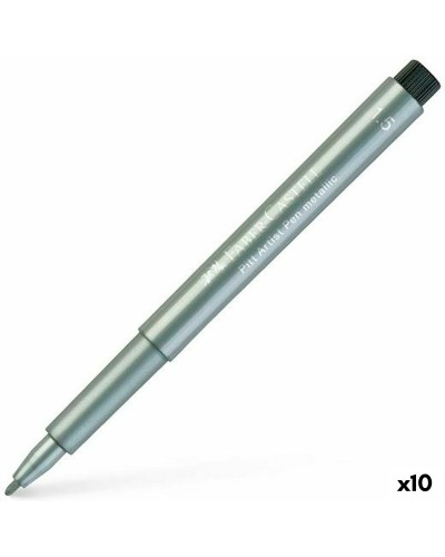Faber-Castell Pitt Artist Rotuladores Metalizados - Plateado, Paquete de 10
