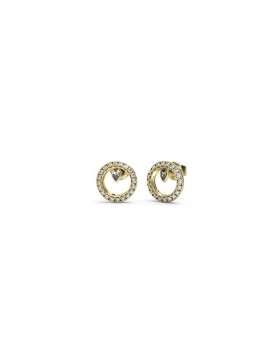 Guess Women's Earrings JUBE04655JWYGT-U Yellow Gold Crystals Logo
