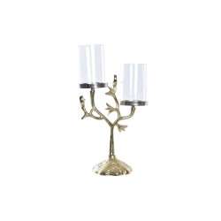 DKD Home Decor Golden Crystal Candelabra with Bird Decoration, Dimensions: 29 x 15 x 48 cm
