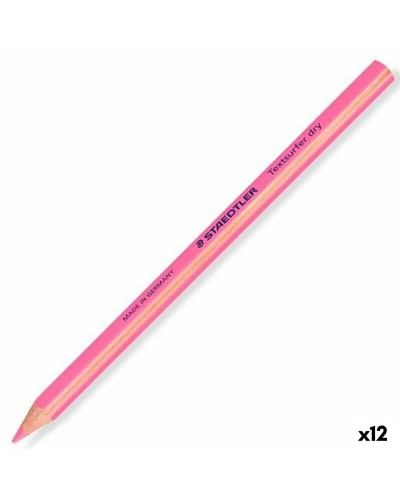 Subrayador Staedtler Textsurfer Dry Rosa, Paquete de 12, Secado Rápido, Perfecto para Estudiar y Trabajar.

