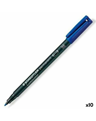 Staedtler Lumocolor 317-3 M Marcador Permanente Azul, Paquete de 10
