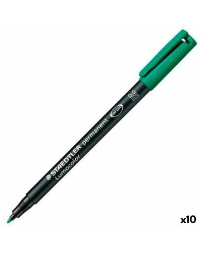 Marcatore Permanente Staedtler Lumocolor 313-5 M, Verde, Confezione da 10