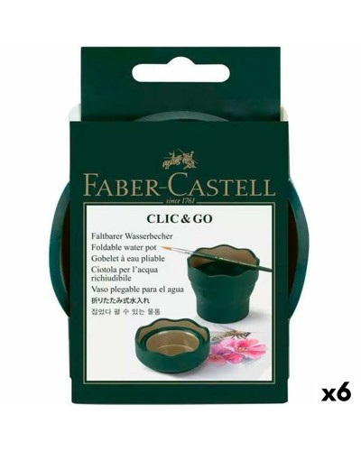 Vaso plegable Faber-Castell Clic & Go, 6 unidades, verde oscuro.
