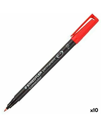 Marqueur Permanent Staedtler Lumocolor 318-2 F Rouge, Boîte de 10
