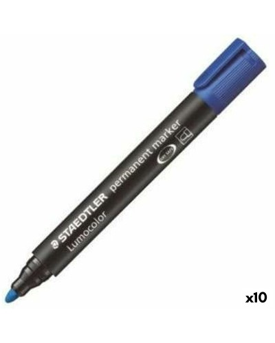 Marcatore Permanente Staedtler Lumocolor 352-3 Azzurro, Confezione da 10
