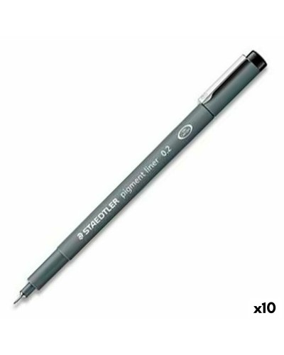 Stylos Pigment Liner Staedtler Noir Indélébile pour Dessin Artistique (Lot de 10)
