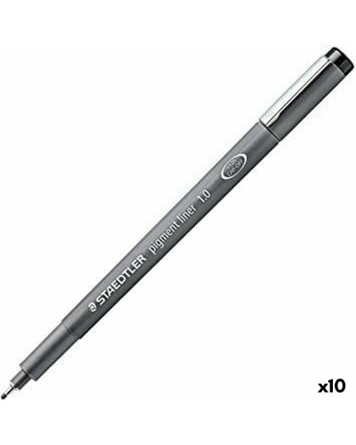 Pennarelli Staedtler Pigment Liner, Nero, Confezione da 10, Resistenti all'Acqua e alla Luce