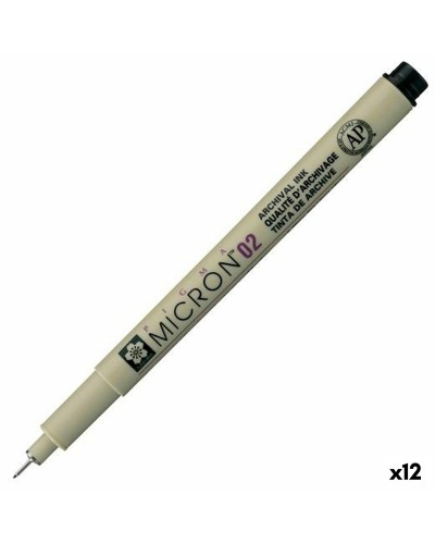 Tuschpennor Talens Sakura Pigma Micron 02 Svart (12 antal)