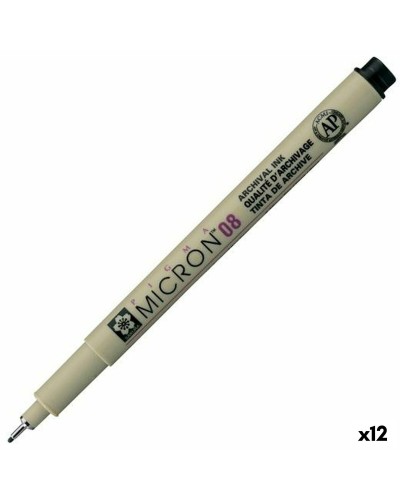 Tuschpennor Talens Sakura Pigma Micron 08 Svart (12 antal)