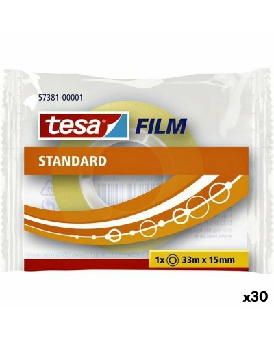 TESA Klebeband 15 mm x 33 m Transparent, Rolle mit 30 Stück für Haushalt und Büro
