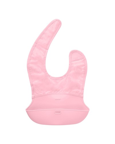 Bavaglino Pappa Pieghevole Easy Rosa - Impermeabile e Portatile
