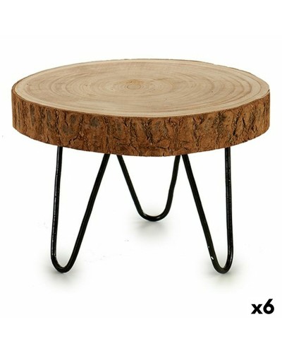 Zusatztisch Noxum 28x28x20cm Braun, Stahl und Paulownia-Holz, 6er-Set
