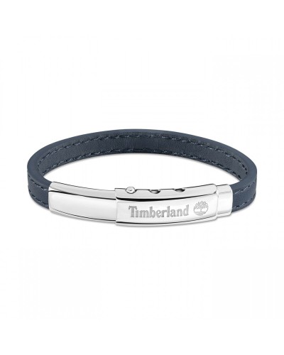 Timberland Men's Brown Leather Braided Steel Bracelet - Casual Style

