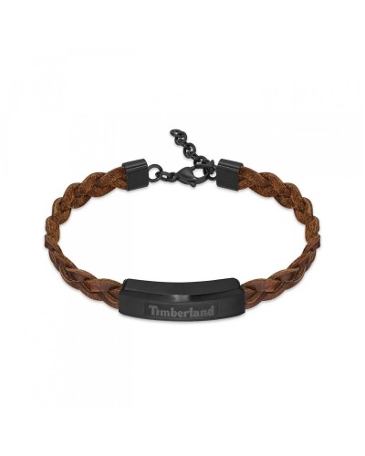 Timberland Bracciale Uomo Pelle Nera Trecciata Acciaio Inox TDAGB0002101
