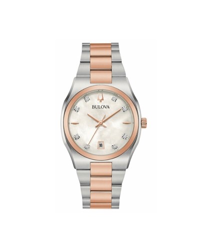 Bulova Damenuhr 98P199 Edelstahl Silber Perlmuttzifferblatt
