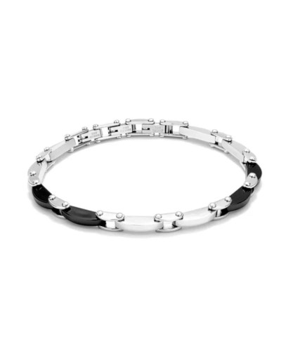 Bracelet Radiant Homme Noir Argenté Acier Inoxydable - Élégant et Résistant
