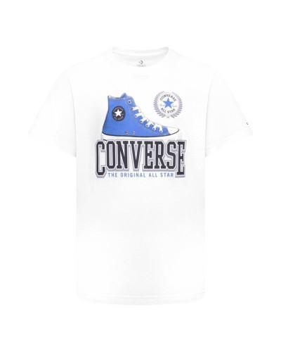 Barn T-shirt med kortärm Converse Script Sneaker Gfx Sse Vit