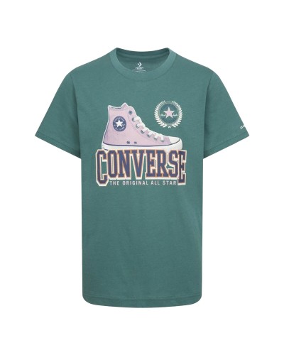 Converse T-Shirt Kinder Kurzarm Zyan - Sneaker Grafik, Baumwolle
