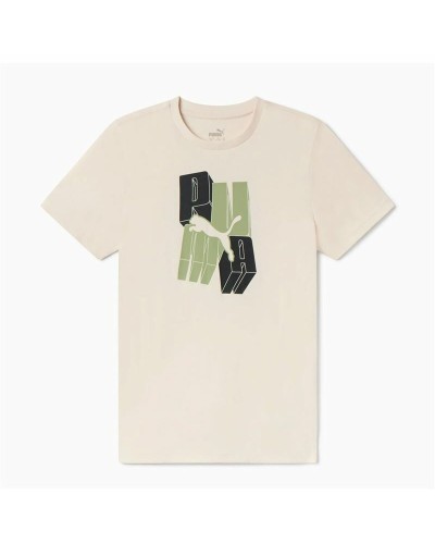 T-Shirt met Korte Mouwen voor kinderen Puma Essentials+ Graphic Warm wit