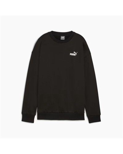 Puma Essentials+ Relaxed Logo Damen Sweatshirt Schwarz - Baumwollfleece Komfort
