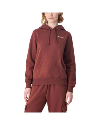 Champion Felpa Donna Marrone Cappuccio Cotone Felpato Sport Casual
