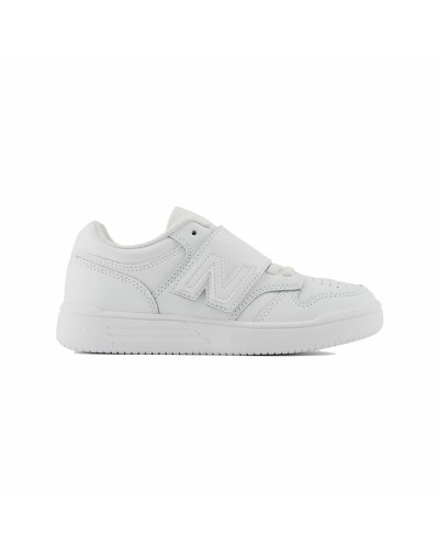 New Balance 480: Zapatillas Tenis Casual Niño - Blanco, Cordones Elásticos
