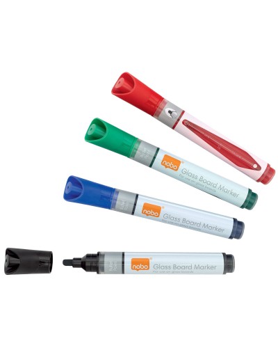 Nobo Whiteboard Markers - Round Tip, Assorted - Set of 4

