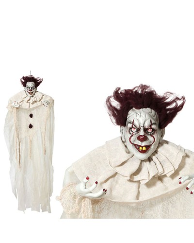 Clown Suspendu Halloween Beige Multicolore 130cm - Décoration Effrayante (x3)
