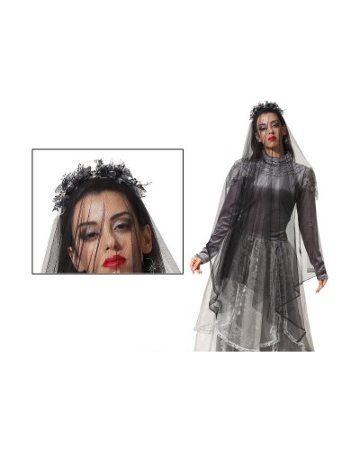Diadème Veuve Noire - Accessoire Costume Halloween Gothique Élégant
