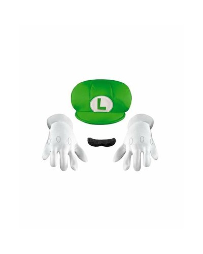 Super Mario Luigi Costume Kit - Hat, Mustache, Gloves, Suspenders
