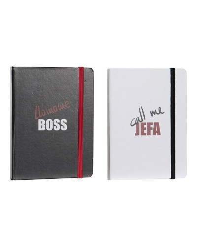 Anteckningsbok DKD Home Decor Vit Svart Röd (2 pcs) (10.5 x 1.5 x 14.5 cm)