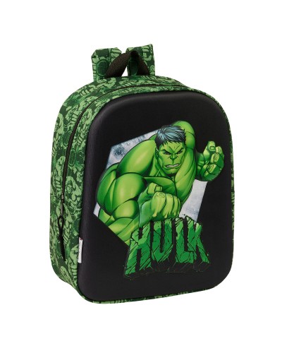 Schoolrugzak Hulk Zwart Groen 22 x 27 x 10 cm 3D