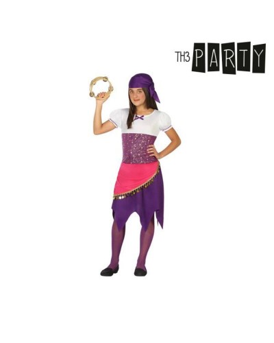 Costume de Gitane pour Fille, Robe de Carnaval avec Foulard et Pompons
