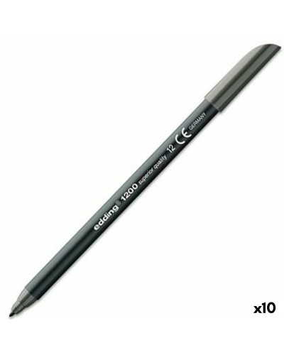 Edding 1200 - Feutres Gris - Pointe Fine - Set de 10 Pièces
