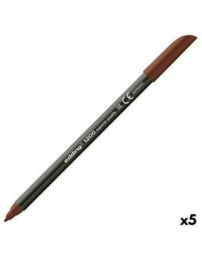 Edding 1200 Marron Foncé - Feutres Pointe Fine pour Papier - Lot de 5 Pièces
