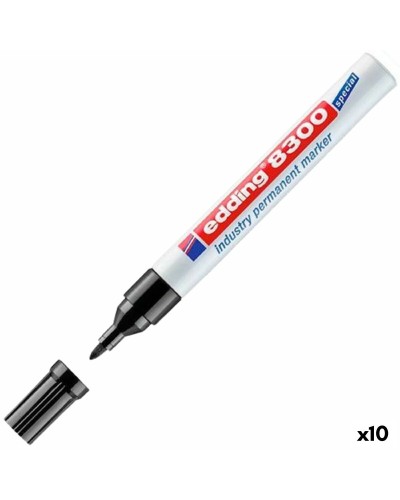 Edding 8300 Marcatore Permanente Nero - Punta Fine, Set 10 Unità
