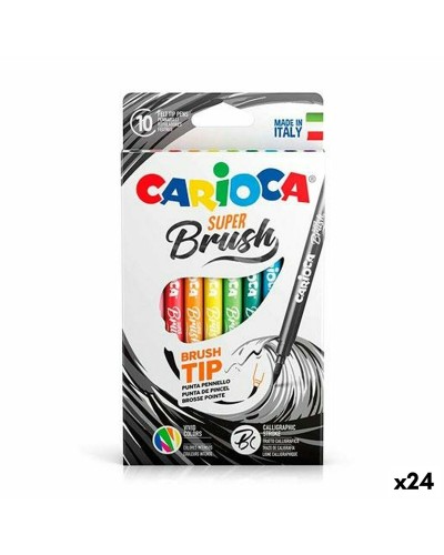 Set Viltstiften Carioca Super Brush Multicolour 10 Onderdelen (24 Stuks)