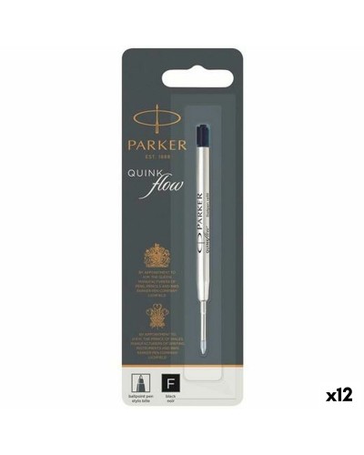 Parker Quink Flow Tintenpatronen Schwarz 0.8mm - Set mit 12 Nachfüllungen
