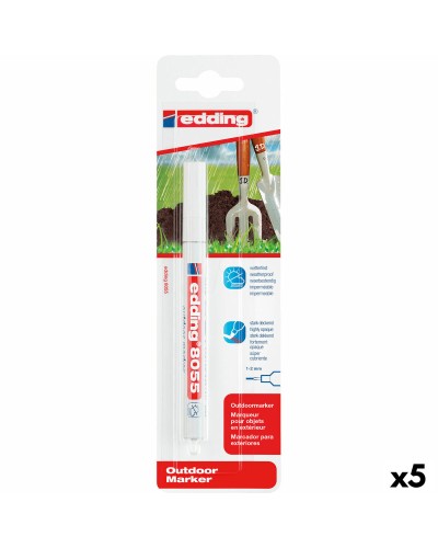 Edding 8055 Permanentmarker Weiß 1-2mm - 5er Set - Professionelle Beschriftung
