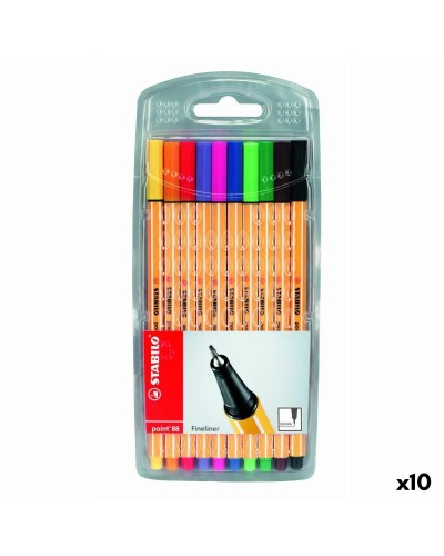 Stabilo Point 88 : Feutres Fineliner, Set de 10 Couleurs Assorties
