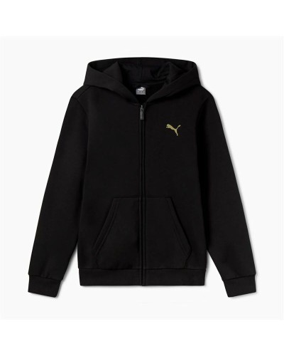 Puma Essentials+ Jacke für Jungen, Schwarz, mit Kapuze und Reißverschluss - Sport-Sweatshirt
