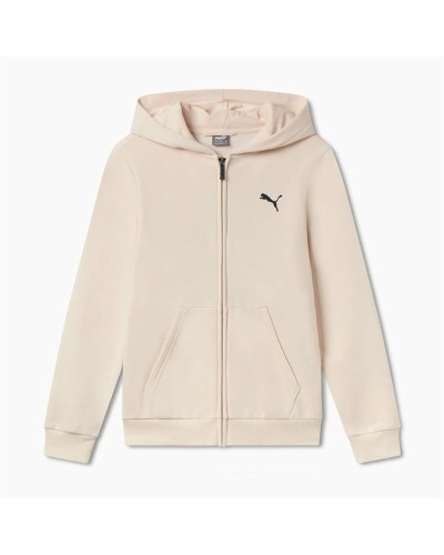 Puma Essentials+ Kapuzenpullover für Kinder Beige - Durchgehender Reißverschluss & Grafik
