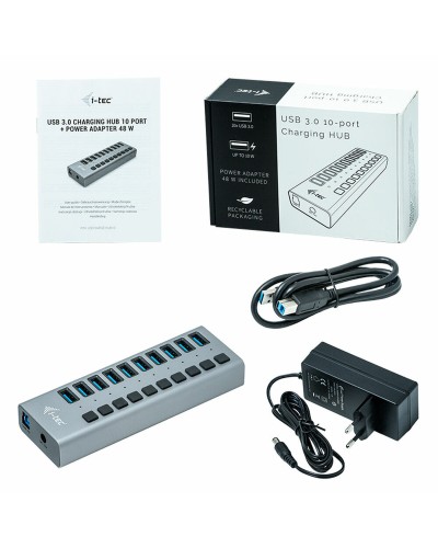 i-Tec U3CHARGEHUB10 - USB 3.0 Hub 10 Ports - Fast Charging Smartphone & Tablet
